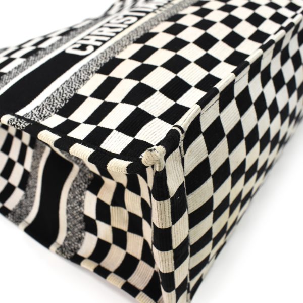 5000089884100468 5 Dior Book Tote Handbag Embroidered Plaid Black White