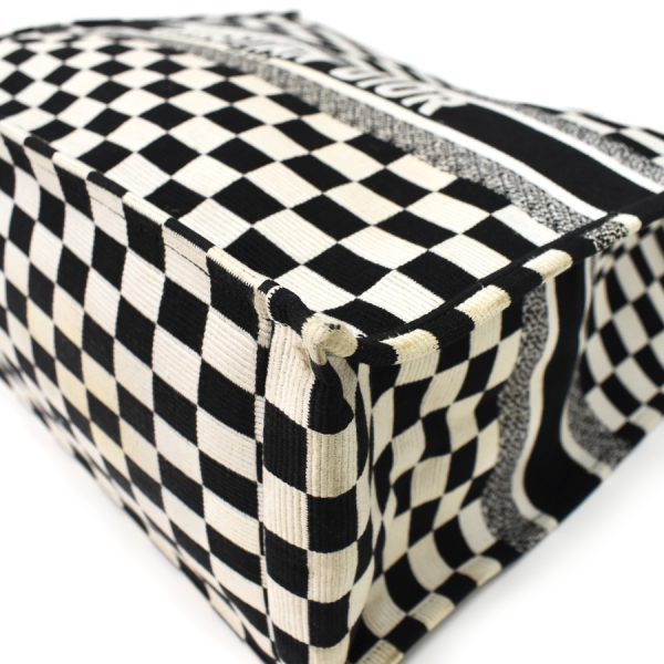 5000089884100468 6 Dior Book Tote Handbag Embroidered Plaid Black White