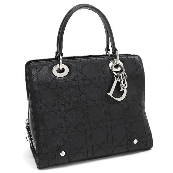 5000089884100482 1 Dior Lady Dior Handbag Cannage Stitch Leather Black