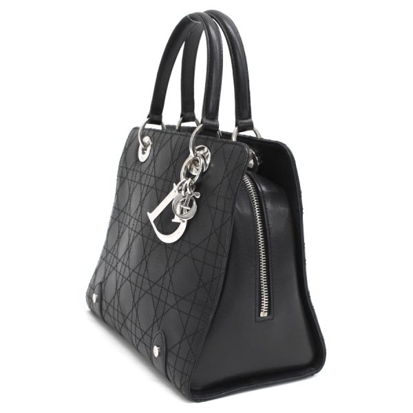 5000089884100482 2 Dior Lady Dior Handbag Cannage Stitch Leather Black