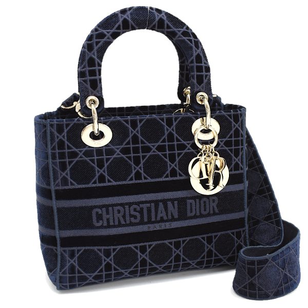 5000089884100491 1 Dior Lady D Lite Handbag Velvet Navy