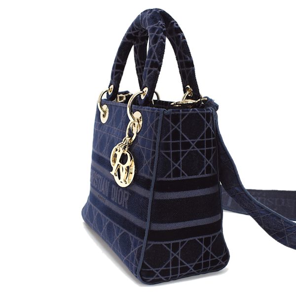 5000089884100491 2 Dior Lady D Lite Handbag Velvet Navy