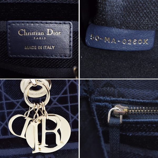 5000089884100491 9 Dior Lady D Lite Handbag Velvet Navy