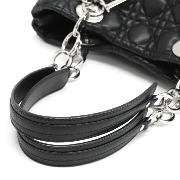 5000089884100506 7 Dior Lady Dior Handbag Chain Leather Black