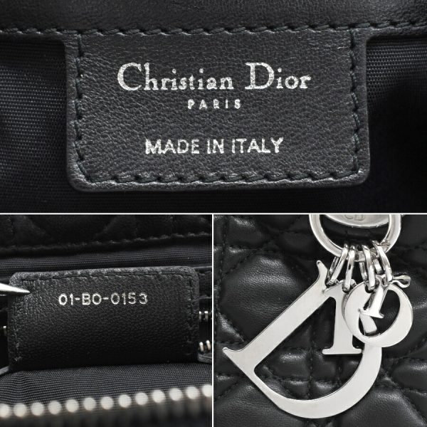 5000089884100506 9 Dior Lady Dior Handbag Chain Leather Black