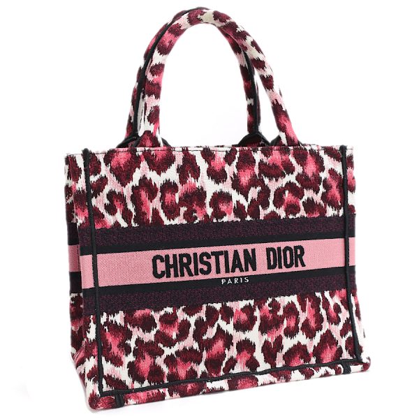 5000089884100513 1 Dior Book Tote Handbag Leopard Canvas Pink