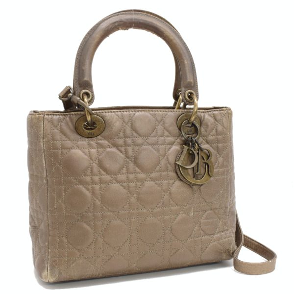 5000089884100529 1 Dior Lady Dior Handbag Cannage Leather Brown