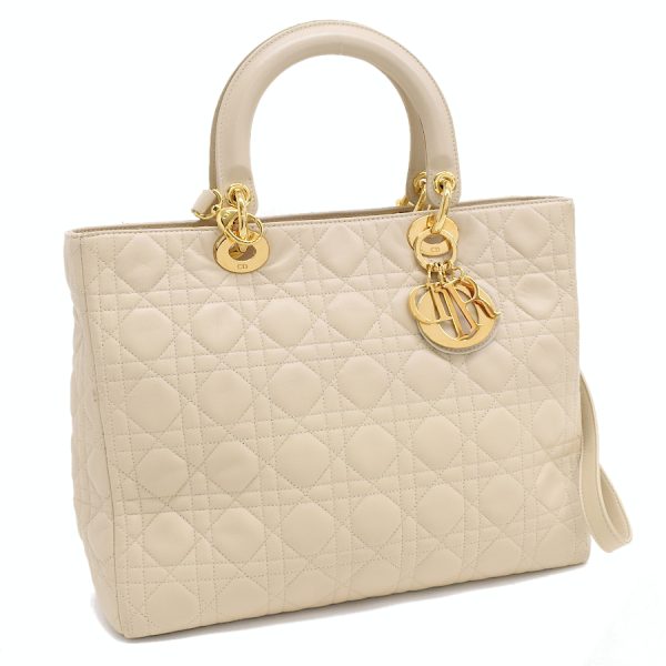 5000089884100544 1 Dior Lady Dior Handbag Cannage Leather Beige