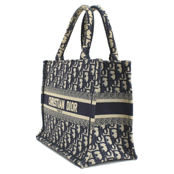 5000089884100591 2 Dior Book Tote Handbag Oblique Embroidery Beige Navy