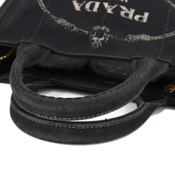 5000105884102014 6 Prada Canapa 2way Shoulder Triangle Plate Logo Canvas Black