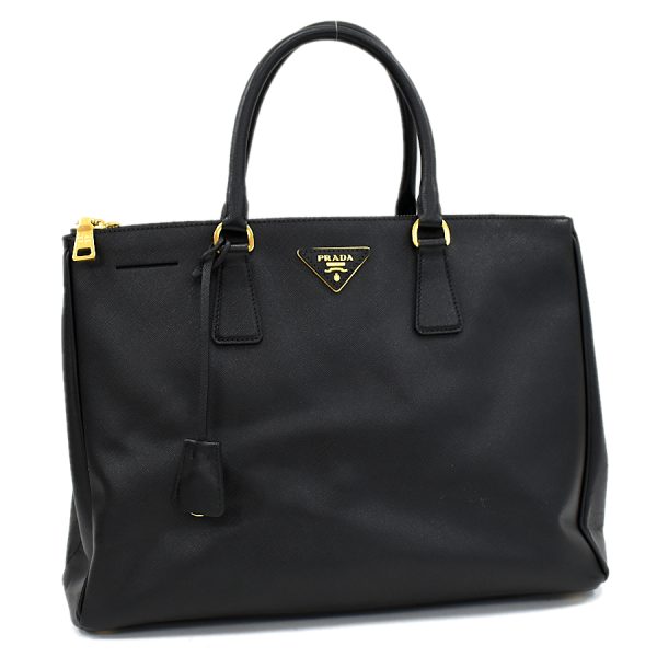 5000105884102667 1 Prada Galilela Saffiano Leather Tote Bag Black