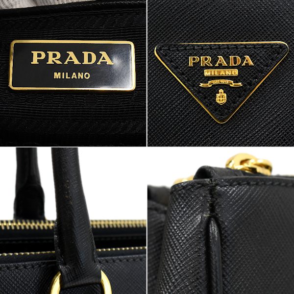 5000105884102667 9 Prada Galilela Saffiano Leather Tote Bag Black