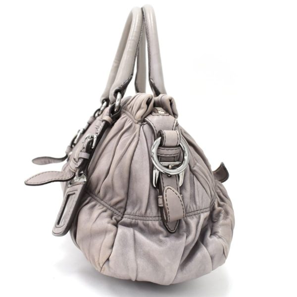 5000105884102706 2 Prada gathered leather lavender gray silver hardware metal logo