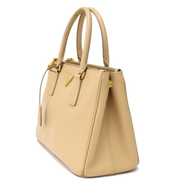 5000105884102724 2 Prada 2way handbag triangle logo saffiano leather beige