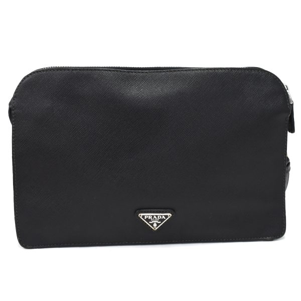 5000105884102743 3 Prada clutch Shoulder bag wristlet Saffiano leather black