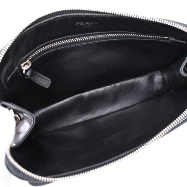 5000105884102743 8 Prada clutch Shoulder bag wristlet Saffiano leather black