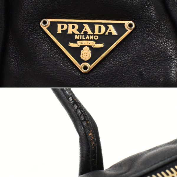 5000105884102767 9 Prada Handbag Mini Triangle Plate Logo Punching Black