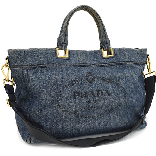 5000105884102777 1 Prada 2way tote handbag BN2069 denim blue triangle logo