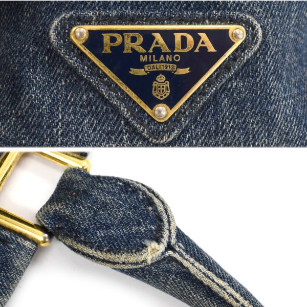 5000105884102777 9 Prada 2way tote handbag BN2069 denim blue triangle logo