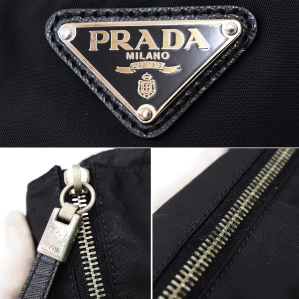 5000105884102798 9 Prada shoulder triangle plate logo nylon black