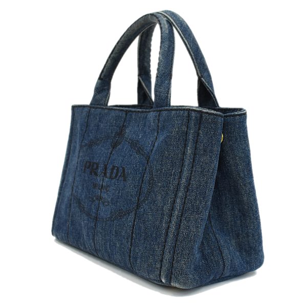 5000105884102859 2 Prada Canapa 2way Tote Bag Denim Leather Blue