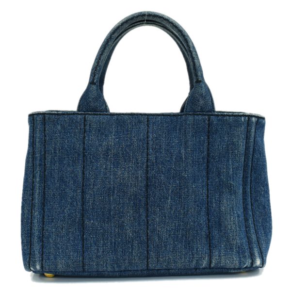 5000105884102859 3 Prada Canapa 2way Tote Bag Denim Leather Blue