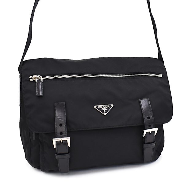 5000105884102863 1 Prada Messenger Shoulder Bag Nylon Leather Black