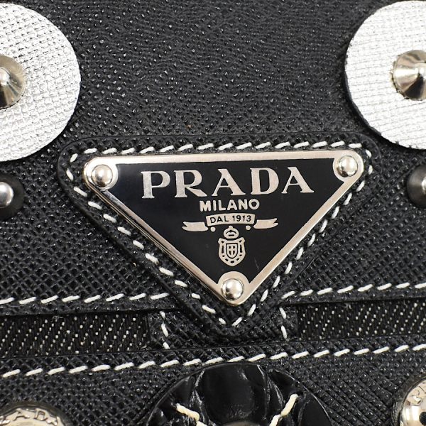 5000105884102873 9 Prada Canapa 2way Tote Bag Denim Leather Black