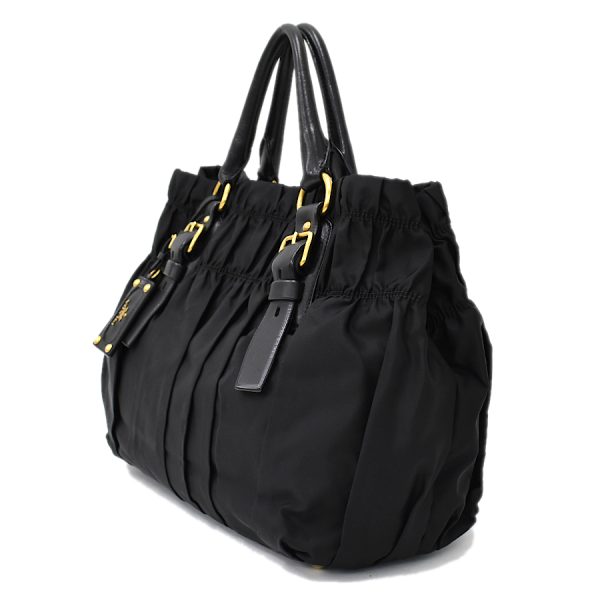 5000105884102880 2 Prada tote bag handbag gathered nylon leather black