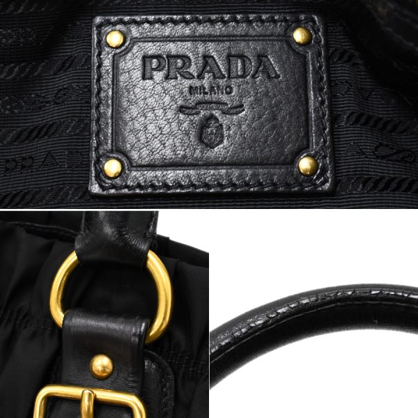 5000105884102880 9 Prada tote bag handbag gathered nylon leather black