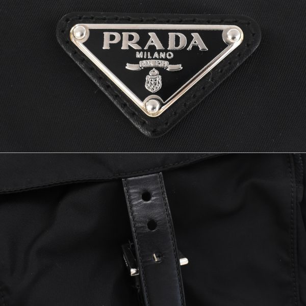 5000105884102885 9 Prada shoulder bag triangular plate triangle logo nylon leather black