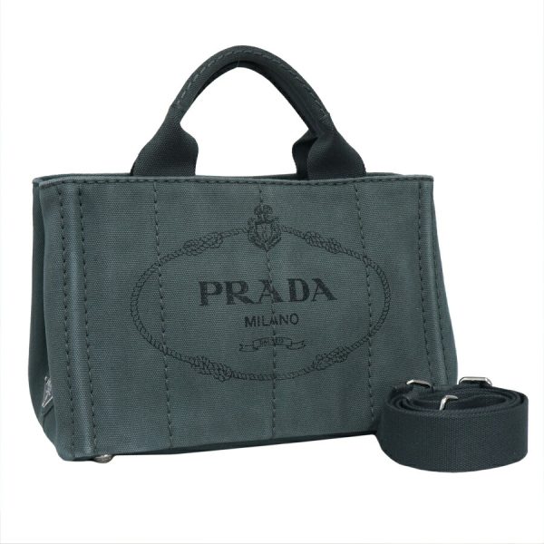 5000105884103040 1 Prada Canapa 2way Bag Canvas Gray