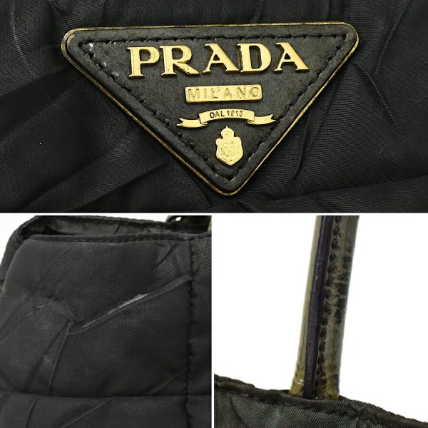 5000105884103070 9 Prada Crispy 2way Handbag Shoulder BN1596 Triangle Plate Logo Black