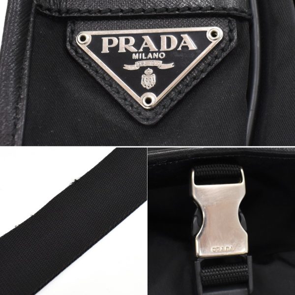 5000105884103075 9 Prada Shoulder Bag Nylon Leather Black