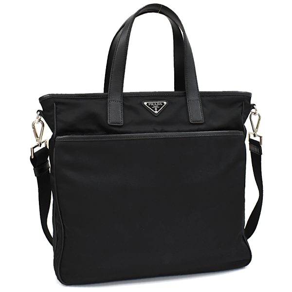 5000105884103092 1 Prada 2way Tote Bag Nylon Leather Black