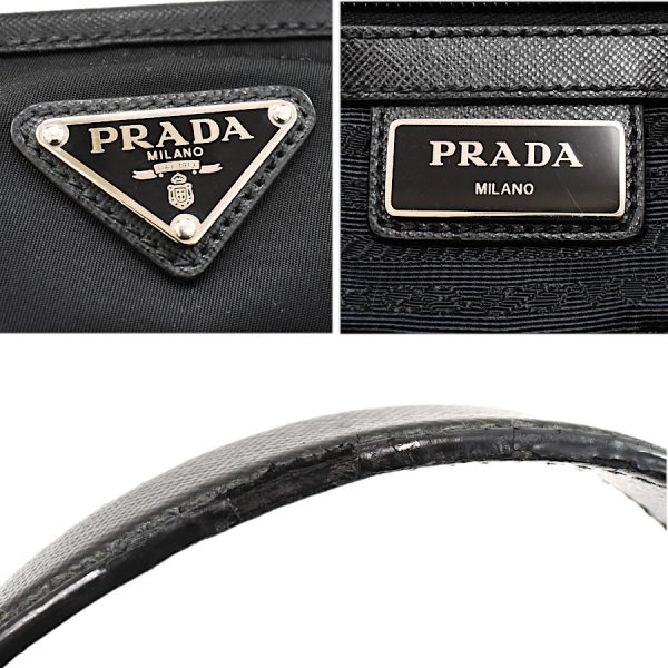 5000105884103092 9 Prada 2way Tote Bag Nylon Leather Black