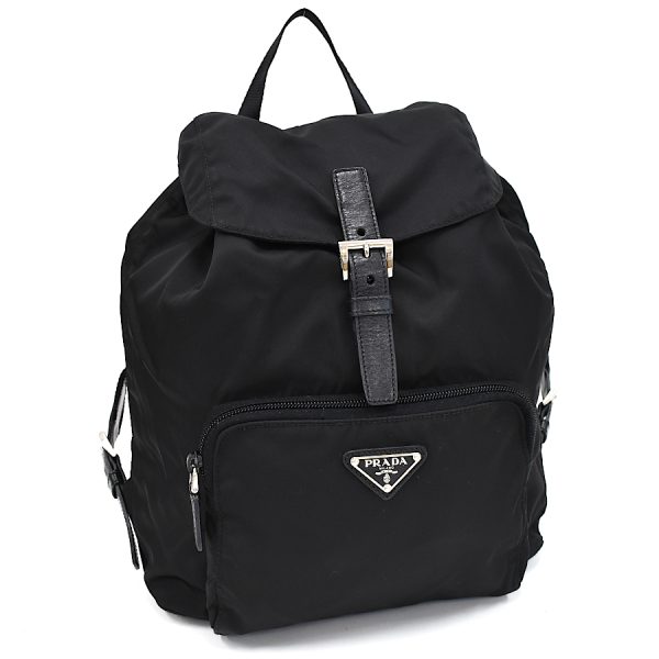 5000105884103111 1 Prada Backpack Rucksack BZ4650 Plate Triangle Logo Nylon Black