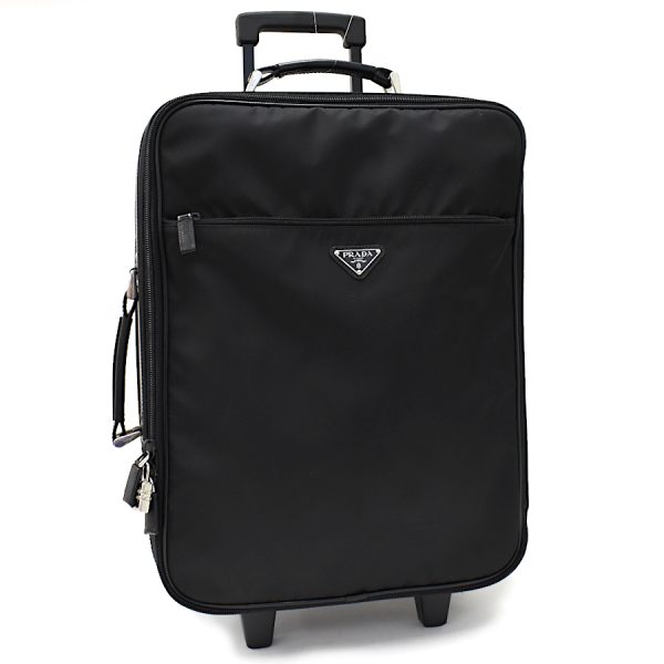 5000105884103154 1 Prada Suitcase Carry Bag Nylon Leather Black