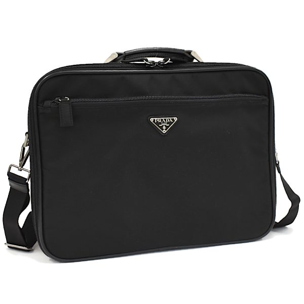 5000105884103166 1 Prada Briefcase 2way Nylon Leather Nero Black Triangle Logo