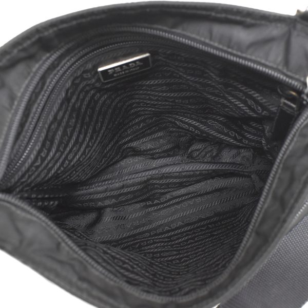 5000105884103191 8 Prada Shoulder Bag Triangular Plate Logo Nylon Saffiano Leather Black