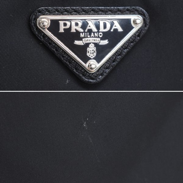 5000105884103191 9 Prada Shoulder Bag Triangular Plate Logo Nylon Saffiano Leather Black