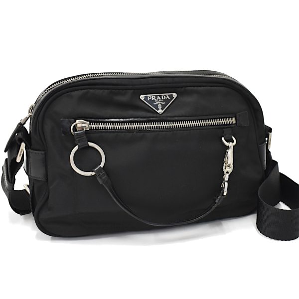 5000105884103205 1 Prada Crossbody Shoulder Bag Nylon Leather Black