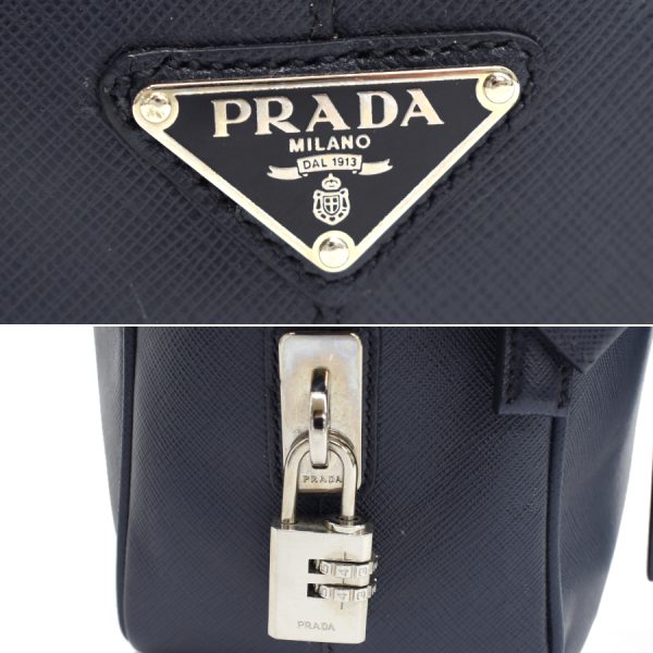 5000105884103218 9 Prada Handbag Business Bag Saffiano Leather Navy