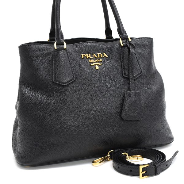 5000105884103257 1 Prada 2way tote handbag Vitello Phoenix leather black