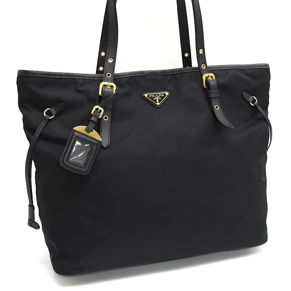 5000105884103263 1 Prada tote bag shoulder B4997 nylon saffiano leather black gold hardware