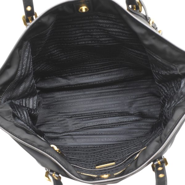 5000105884103263 8 Prada tote bag shoulder B4997 nylon saffiano leather black gold hardware