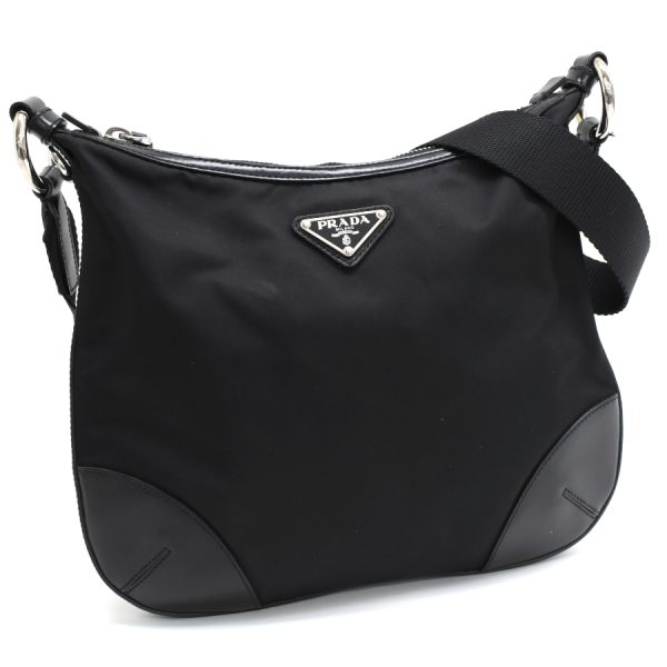 5000105884103276 1 Prada shoulder bag TESSUTO LIGHT nylon leather black triangle logo plate