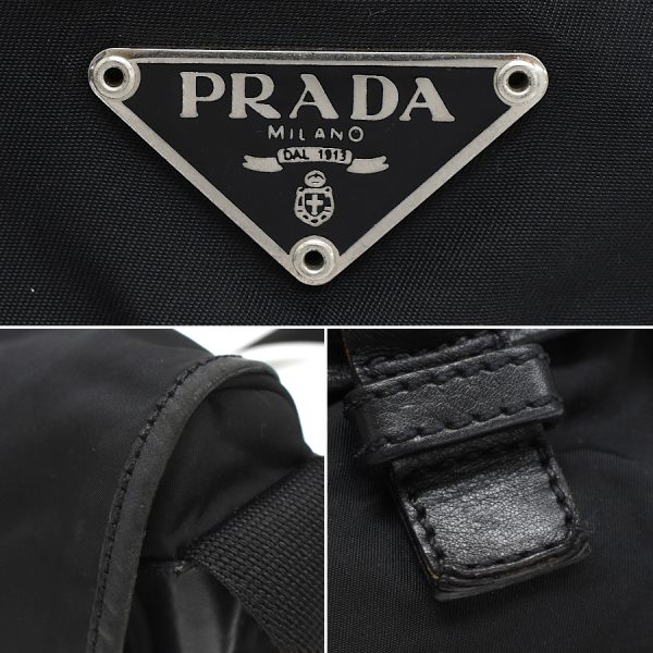 5000105884103277 9 Prada Shoulder Bag Nylon Black Triangle Logo Plate