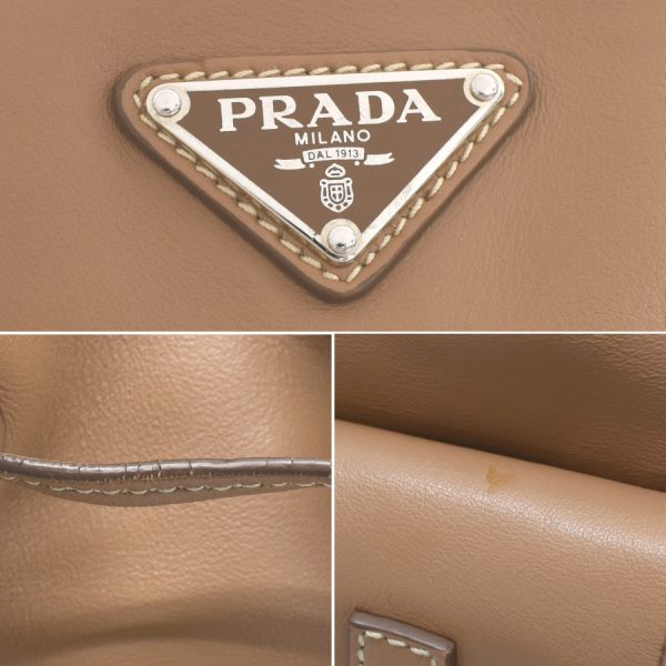 5000105884103289 9 Prada backpack B6677B leather brown triangle logo plate