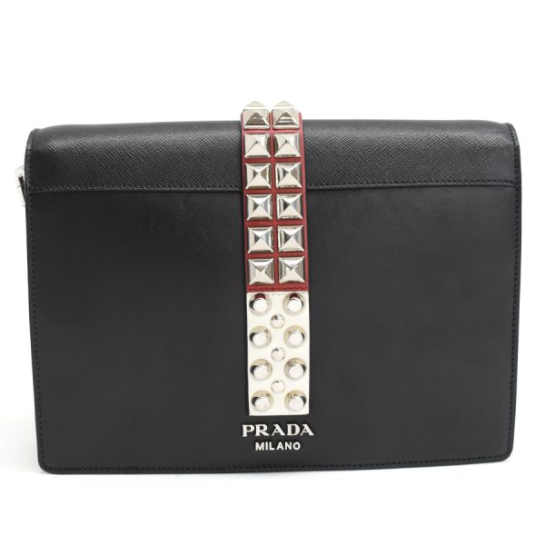 5000105884103290 3 Prada Electra Studs Crossbody Shoulder Bag Leather Black